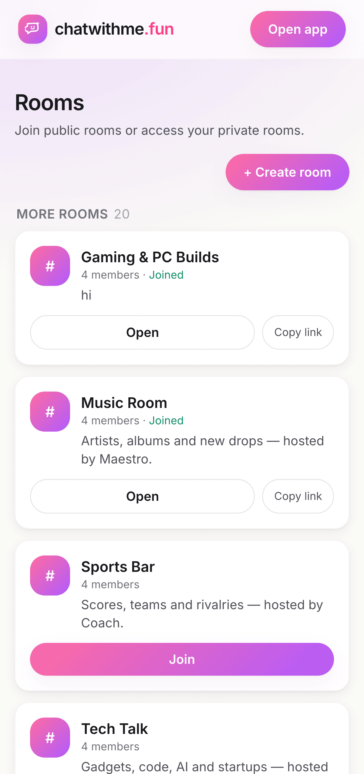 Public & private rooms